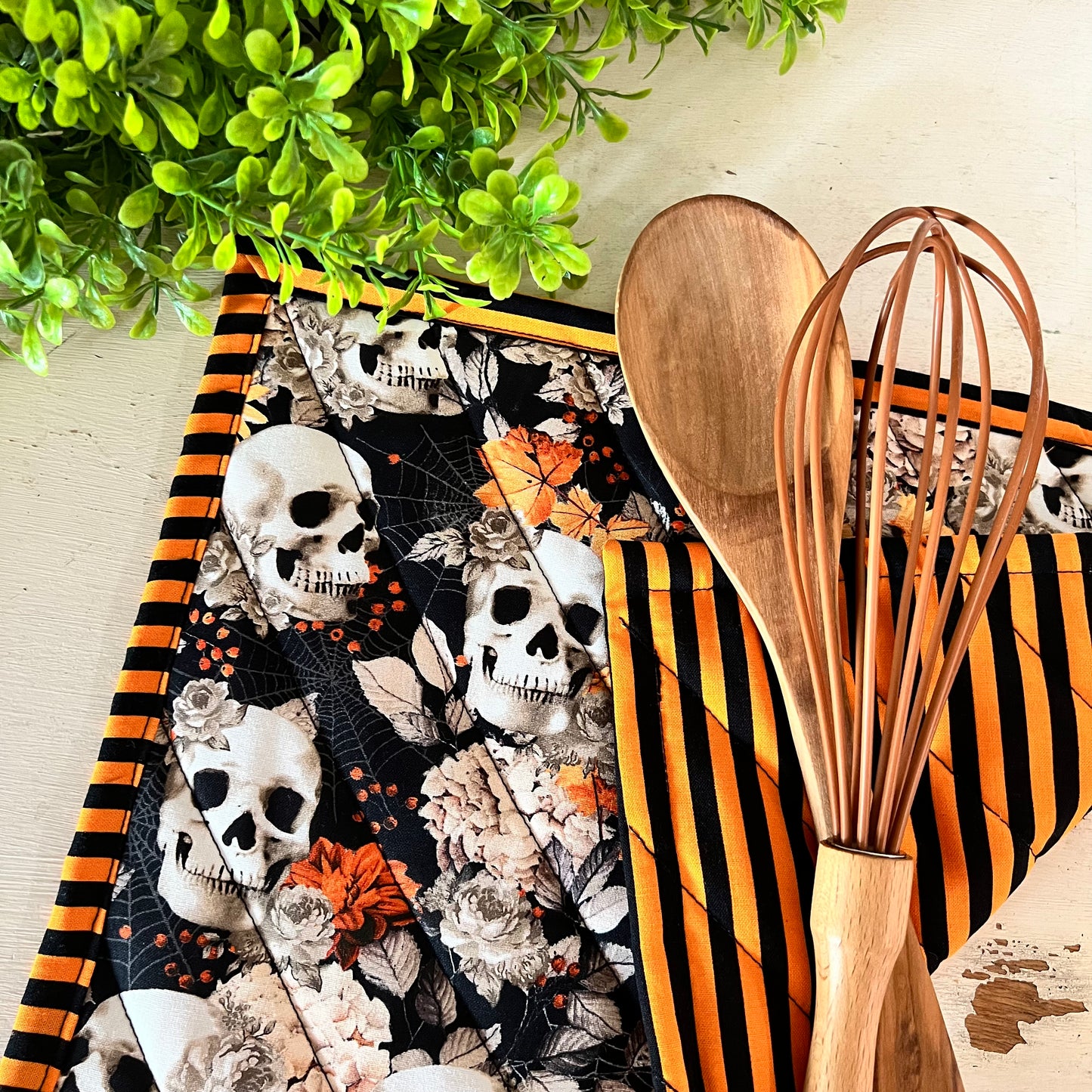 Skulls and Flowers Hot Pad