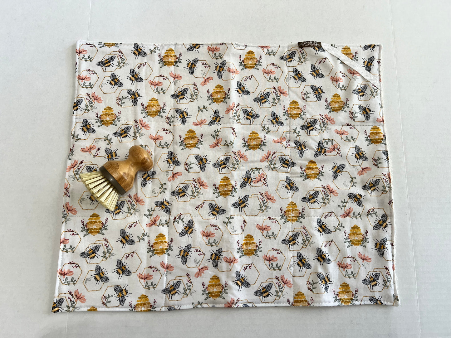 Embroidered Bee Drying Mat