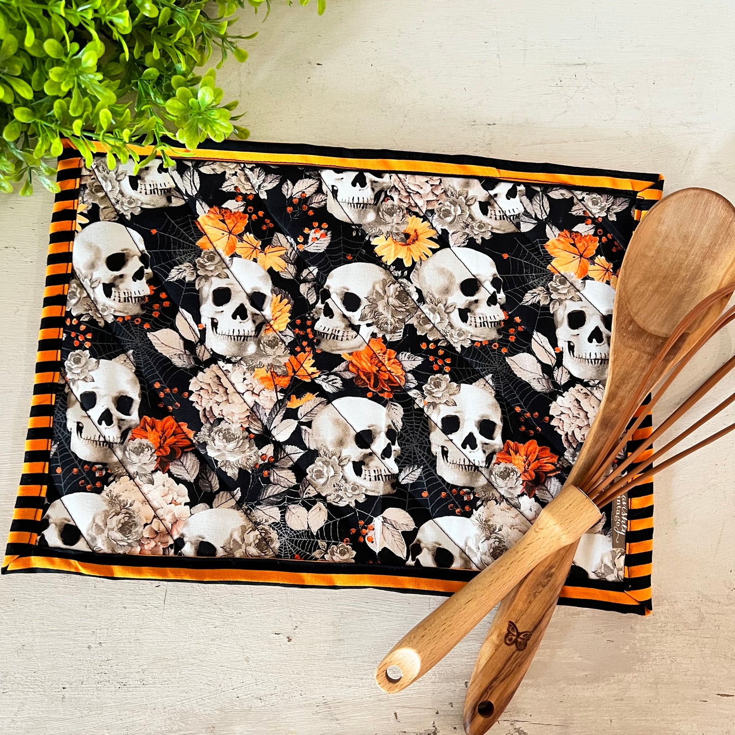 Skulls and Flowers Hot Pad
