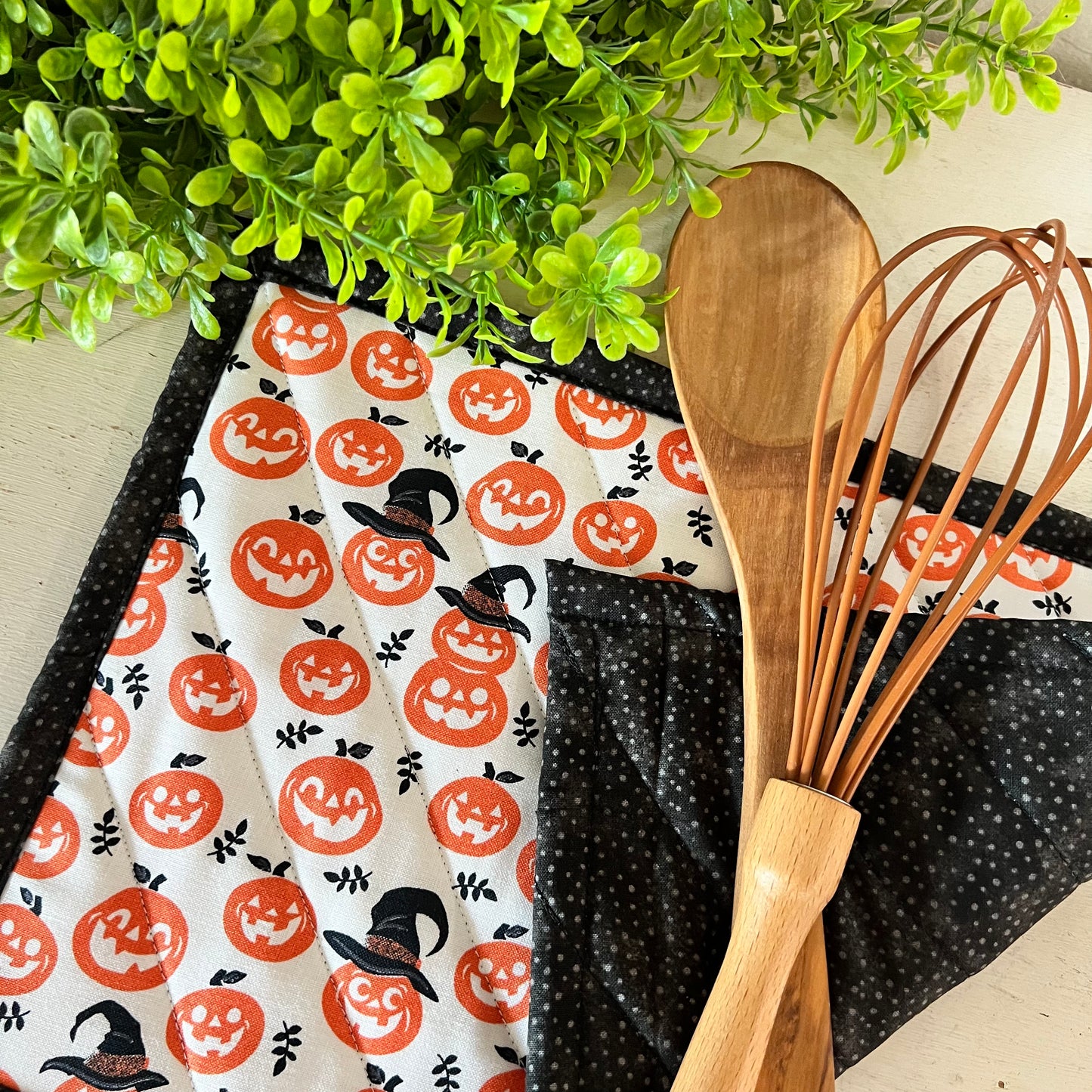 Pumpkins with Hats Hot Pad