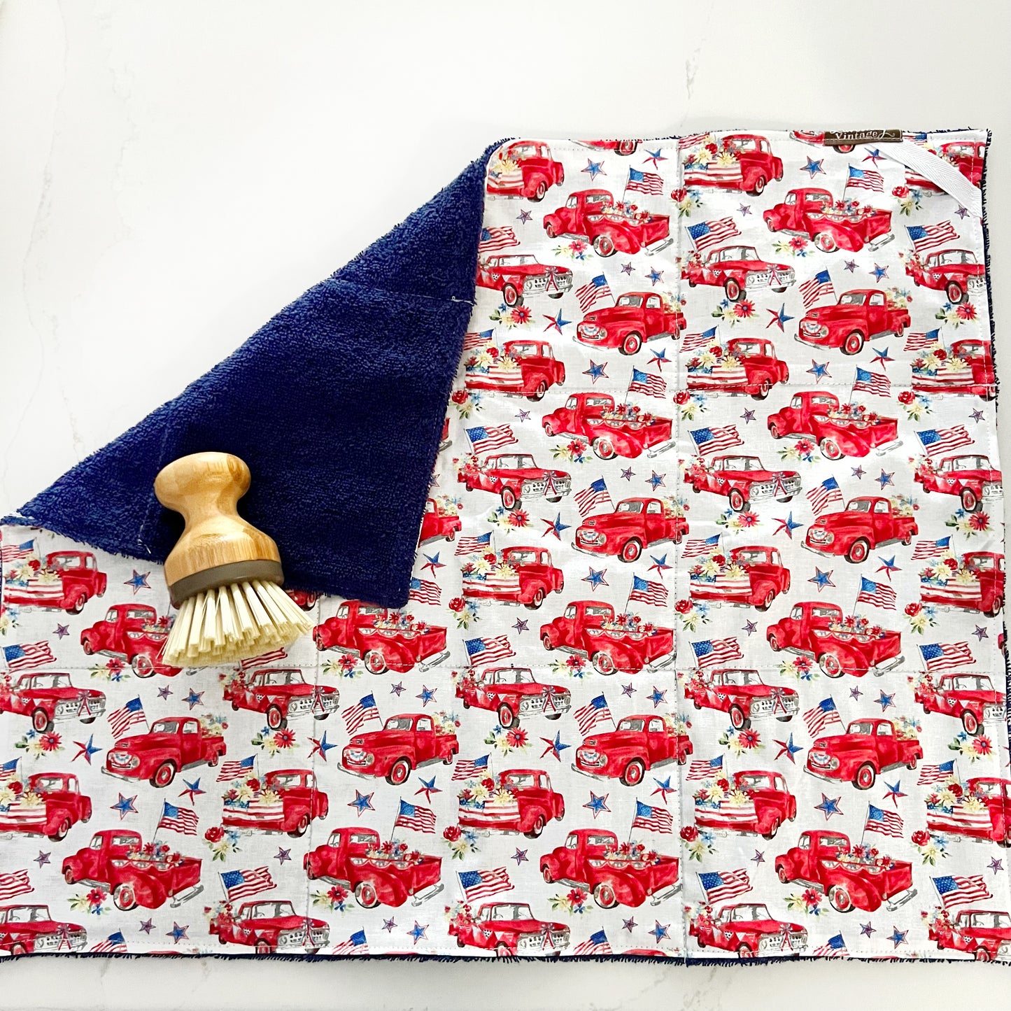 Patriotic Red Truck Drying Mat