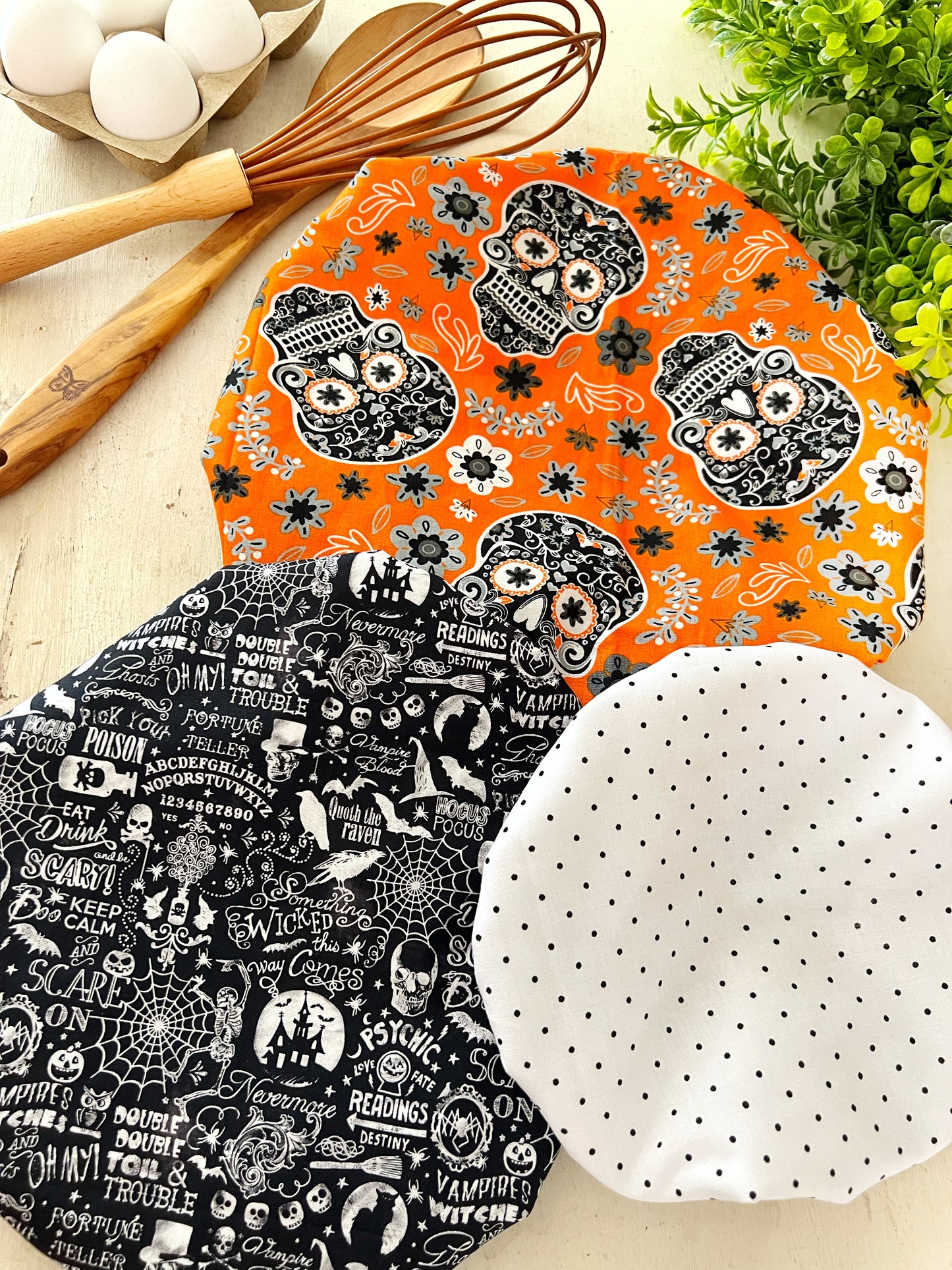 Sugar Skulls on Orange Bowl Covers