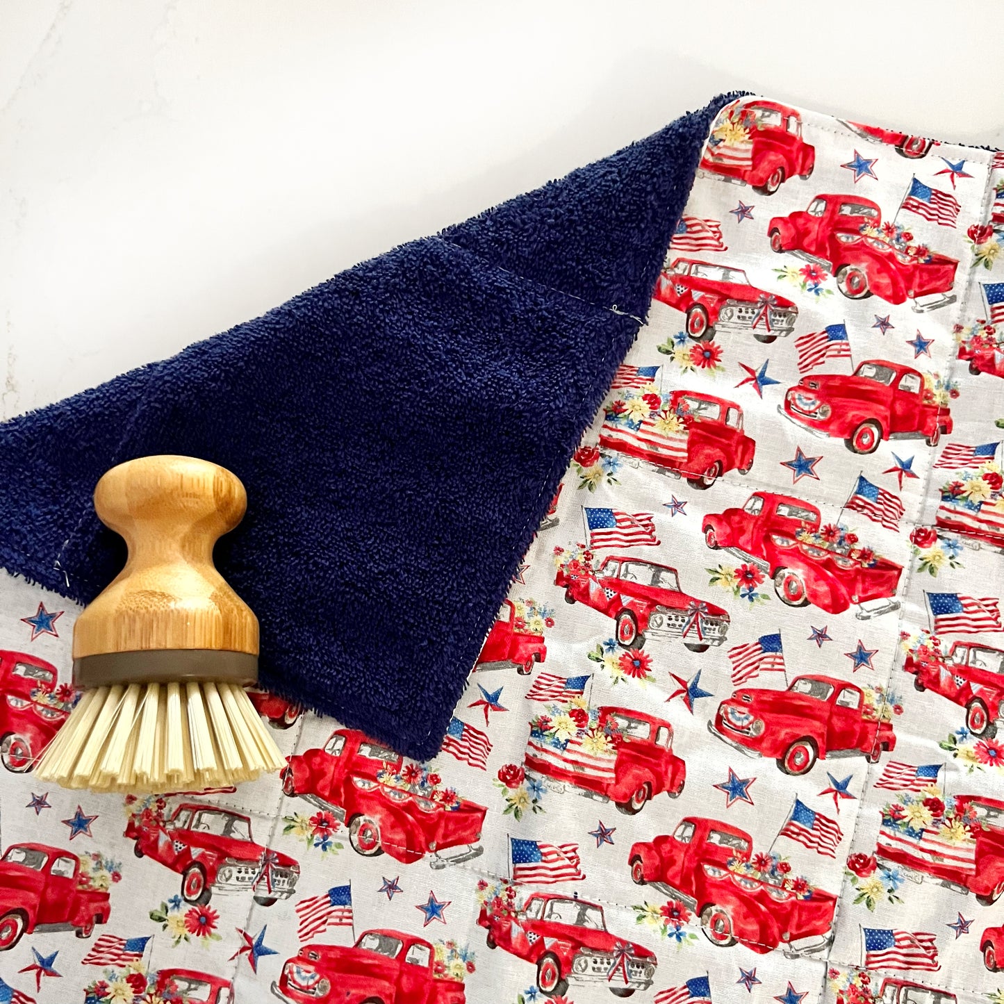 Patriotic Red Truck Drying Mat