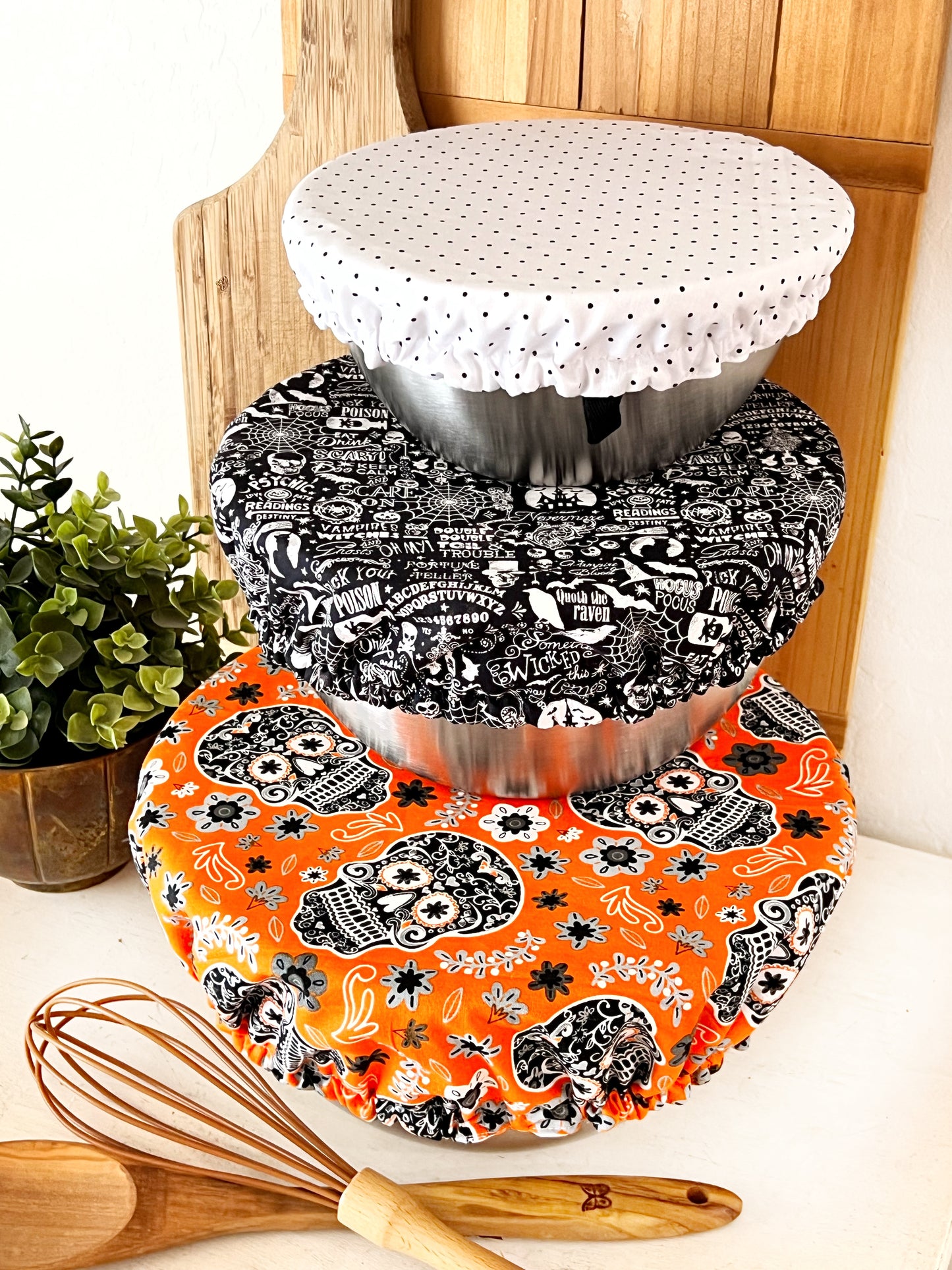 Sugar Skulls on Orange Bowl Covers