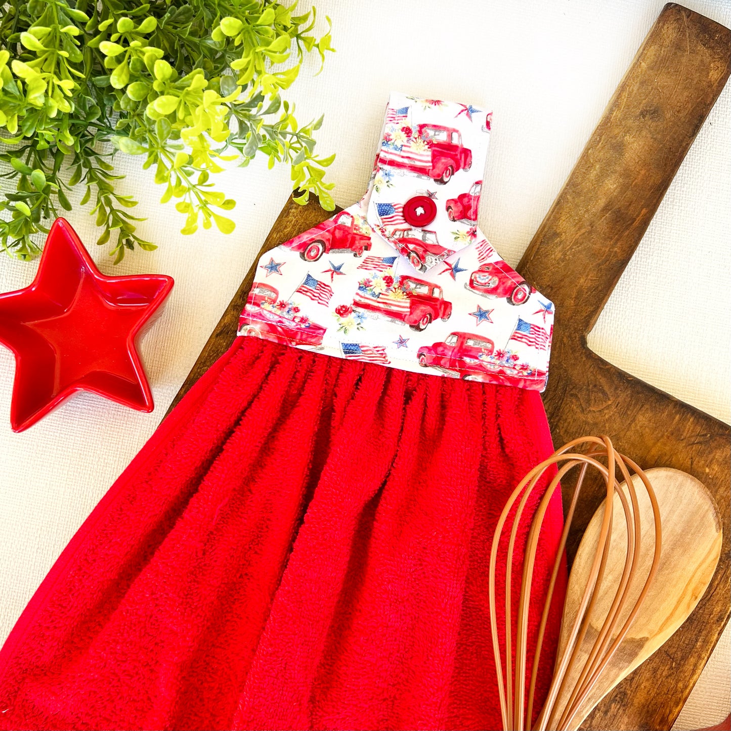 Patriotic Red Truck Towel