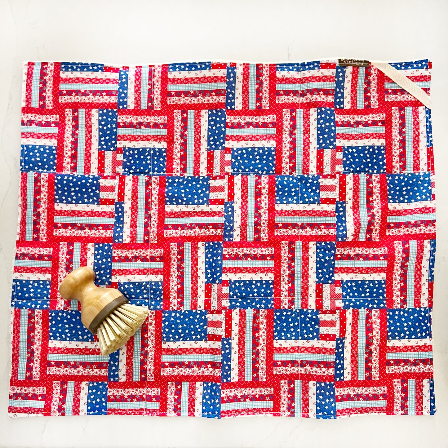 Patriotic Patchwork Flag Drying Mat