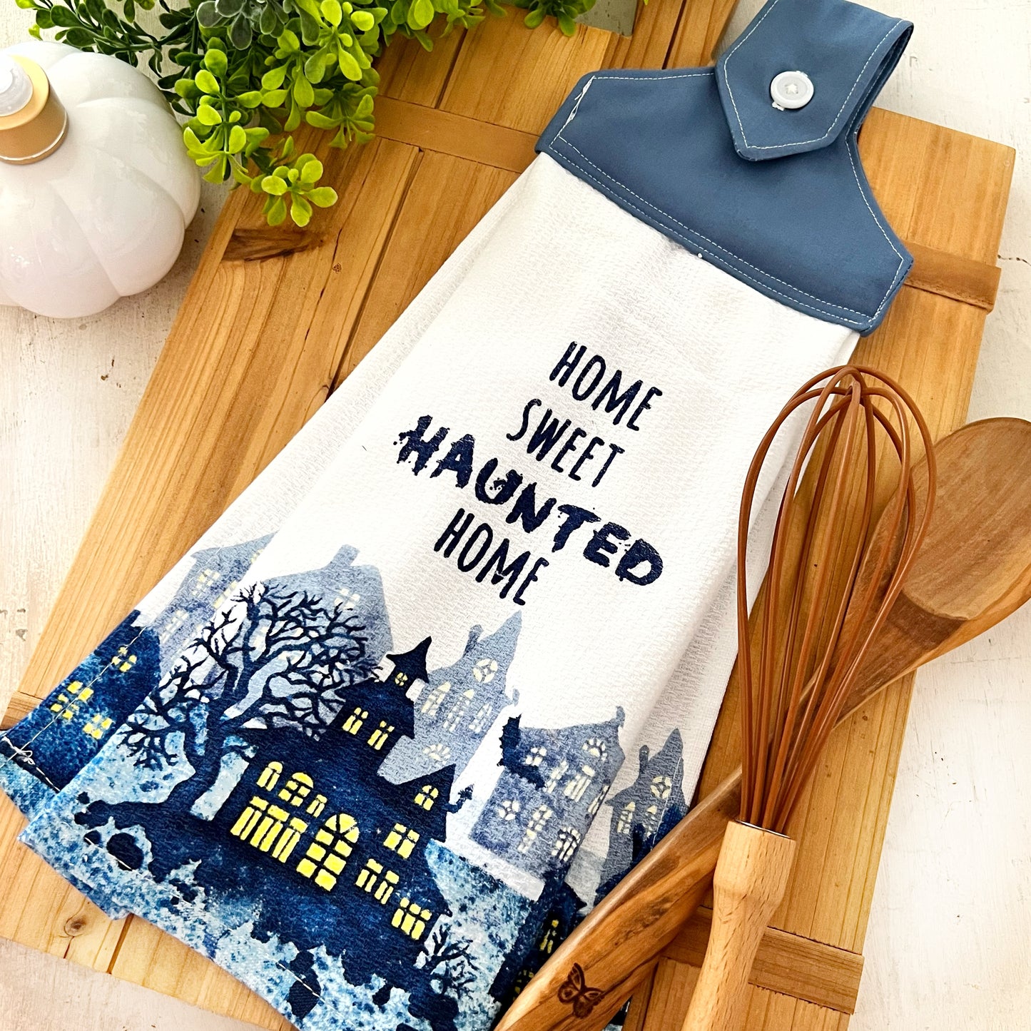 Blue Home Sweet Haunted Home Towel
