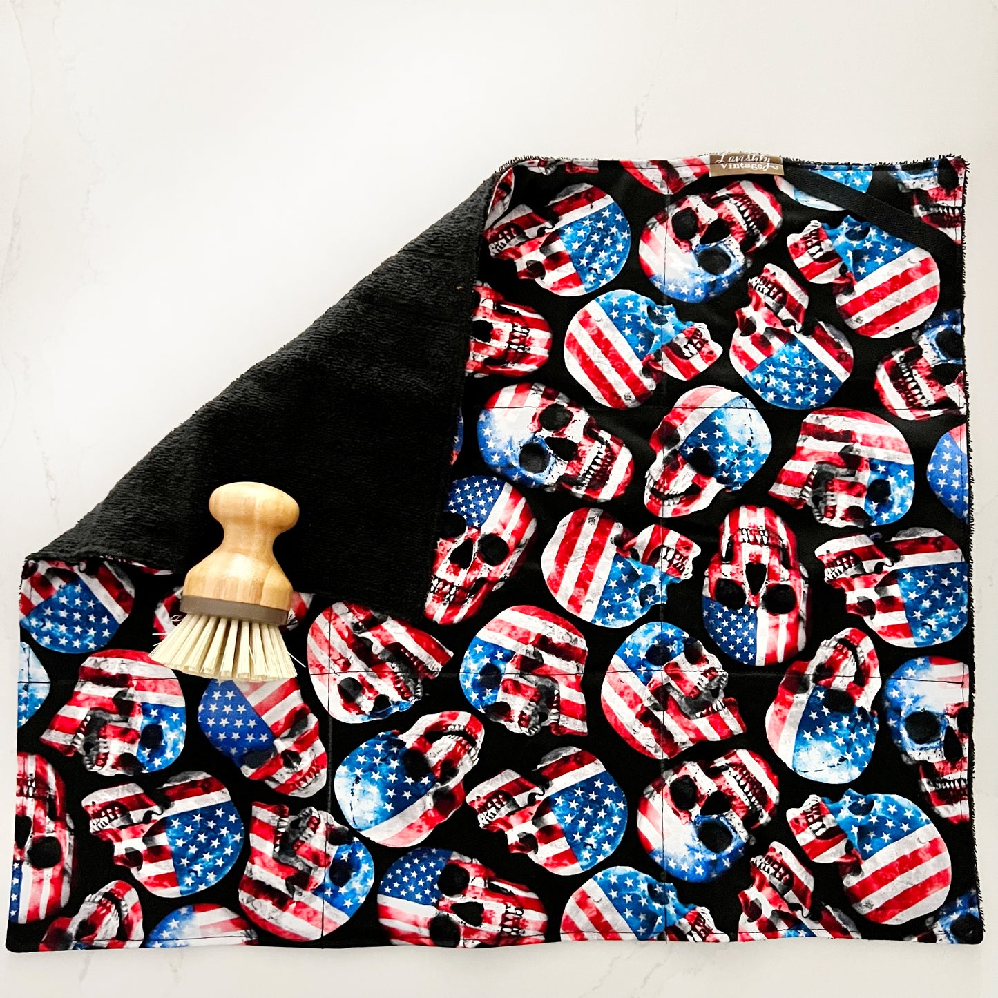 Patriotic Skulls Drying Mat