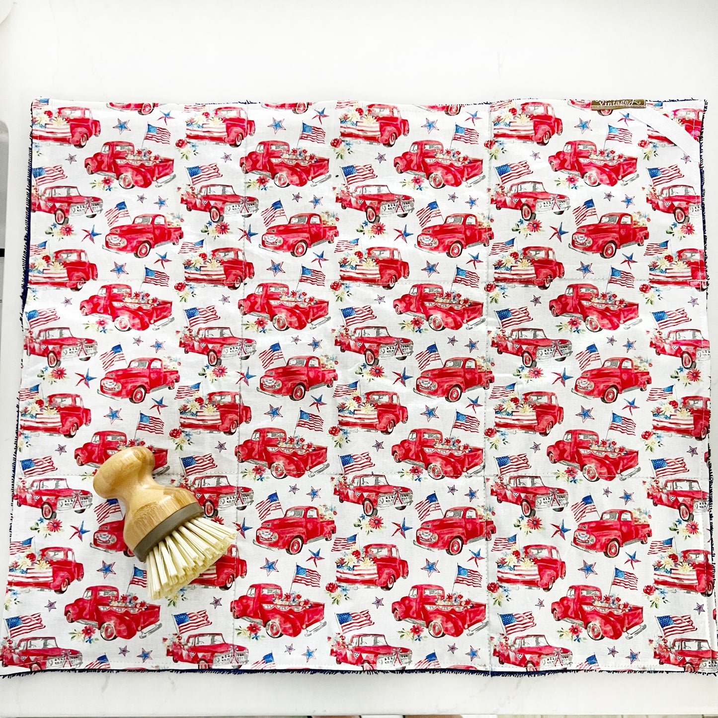 Patriotic Red Truck Drying Mat