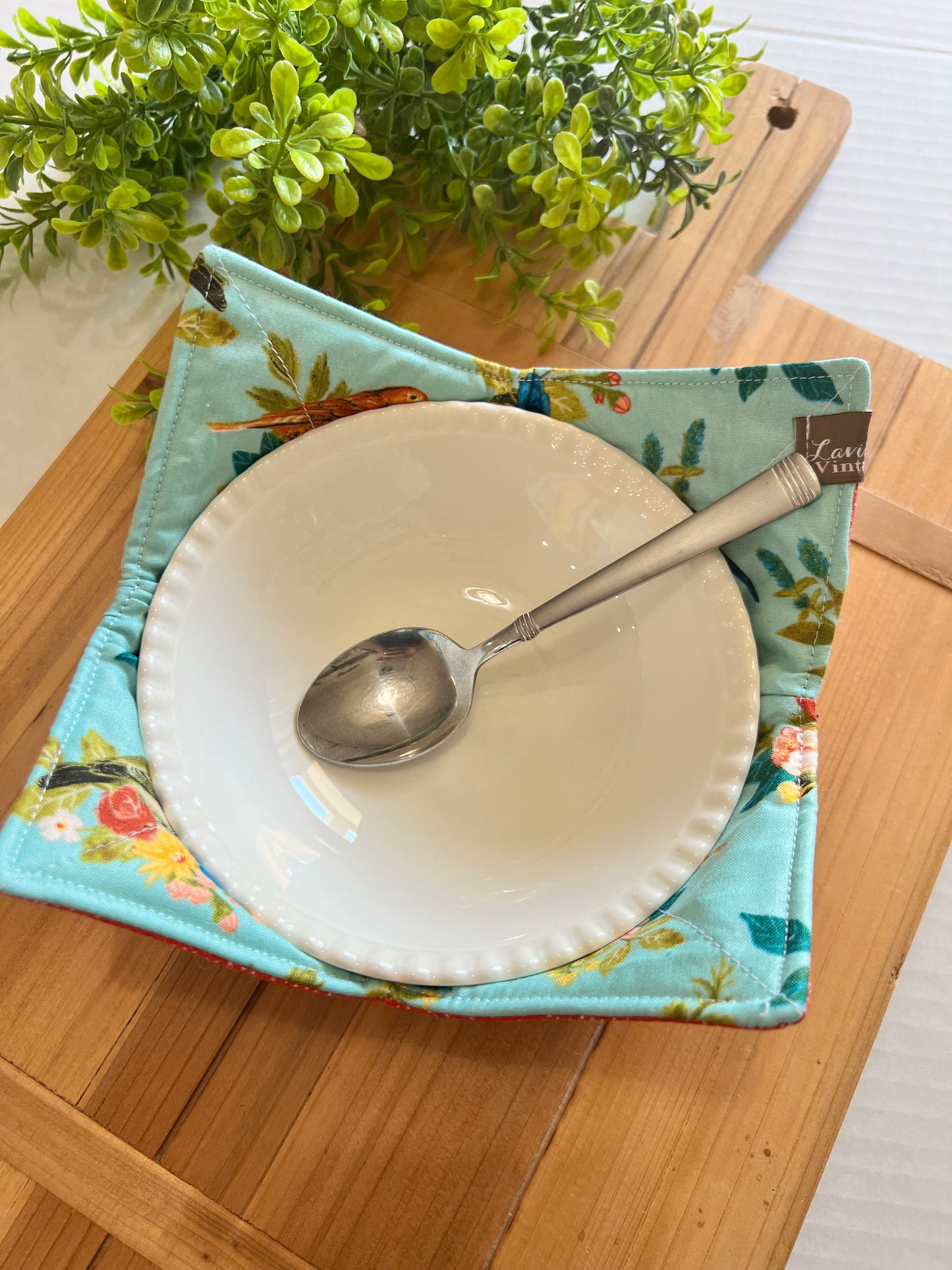 Birds on aqua Bowl Cozy