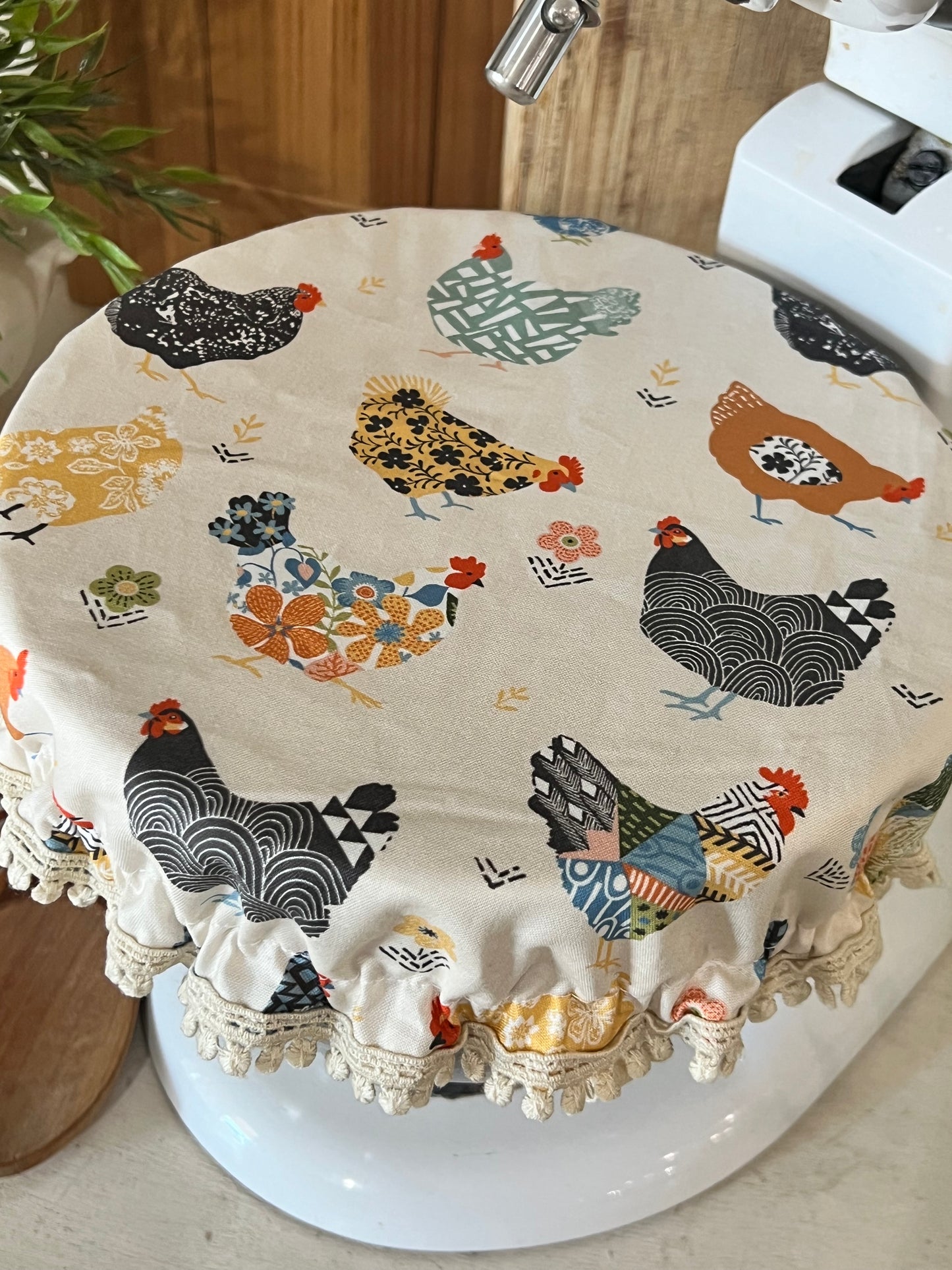 Floral chickens mixer cover