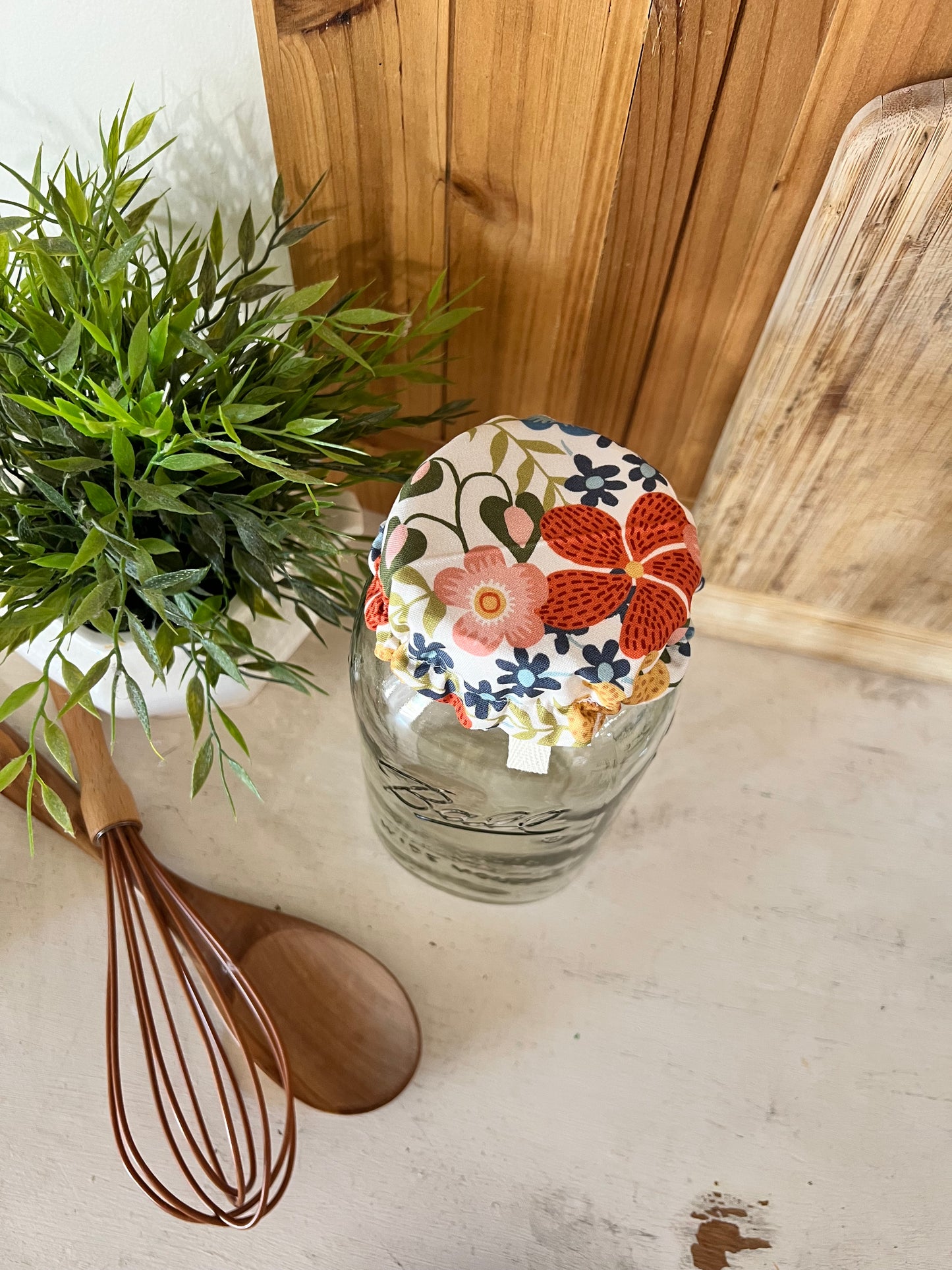 Floral Chickens Jar Cover