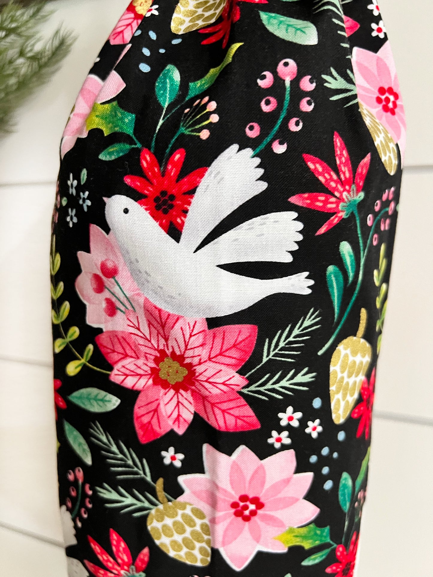 Doves and Poinsettias Bag Holder