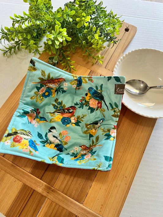 Birds on aqua Bowl Cozy