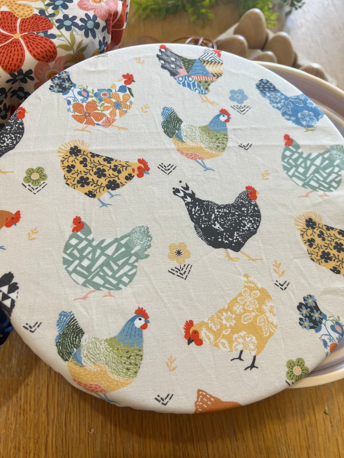 Floral Chicken Bowl Cover Set