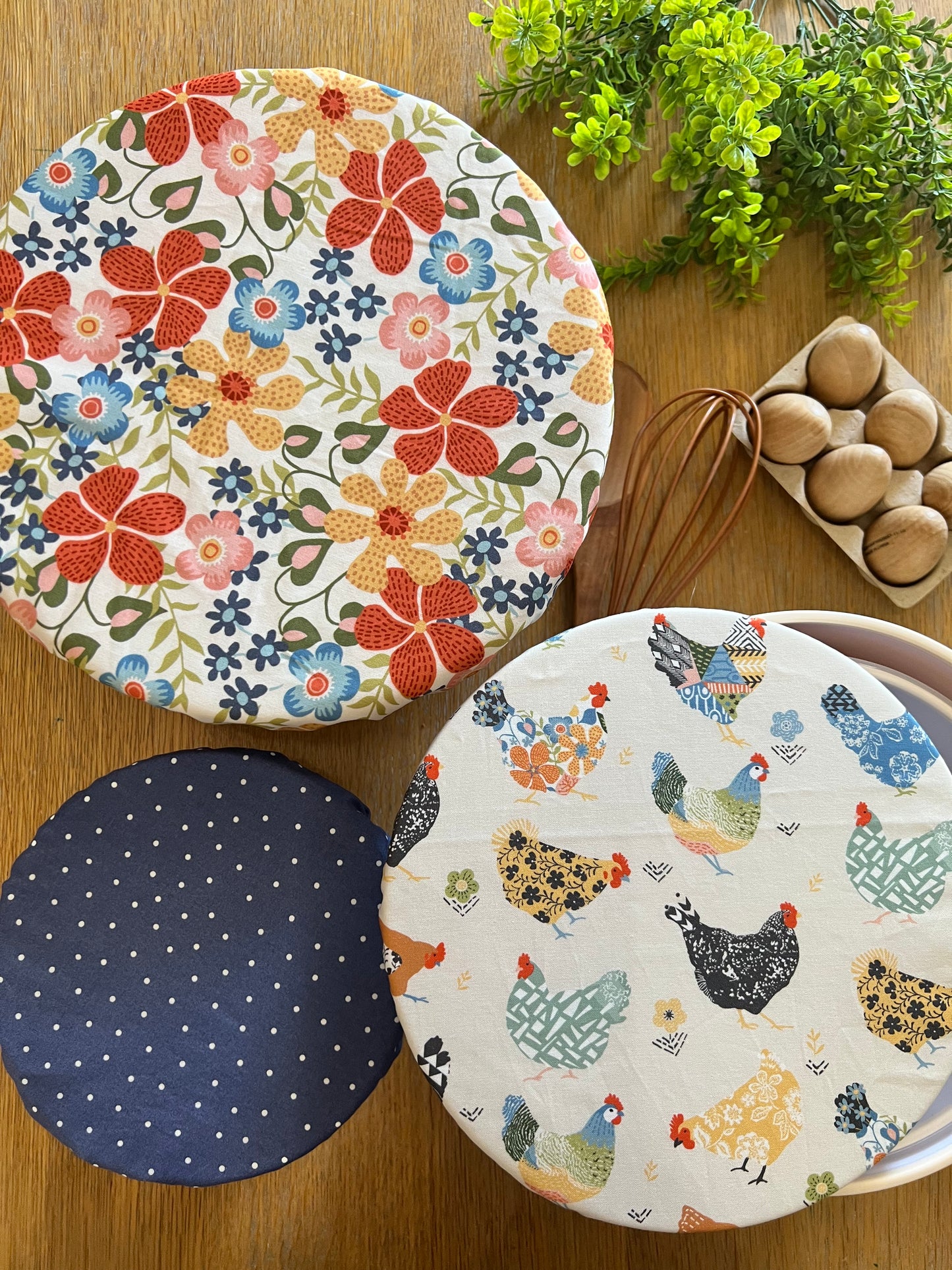 Floral Chicken Bowl Cover Set