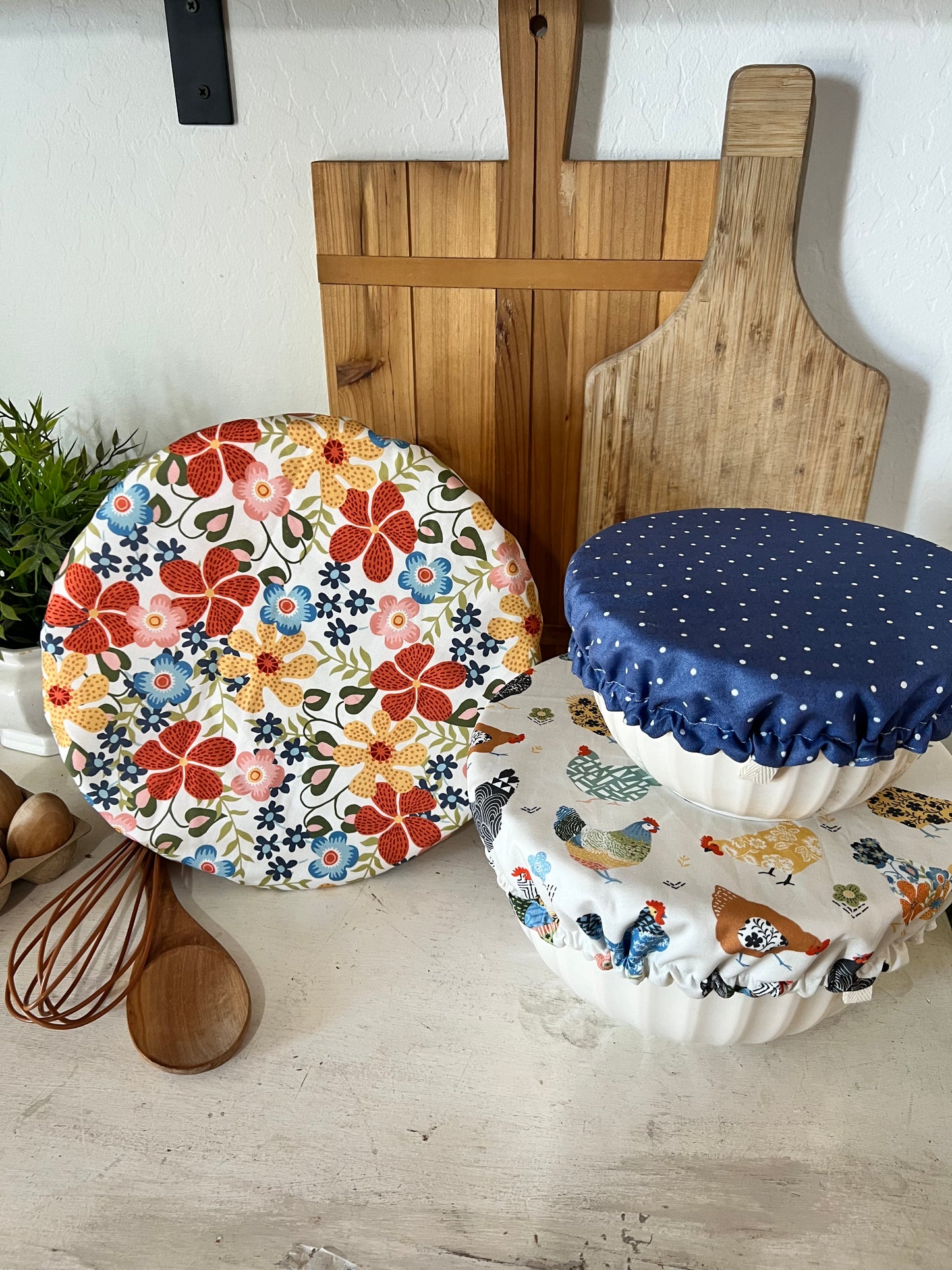 Floral Chicken Bowl Cover Set