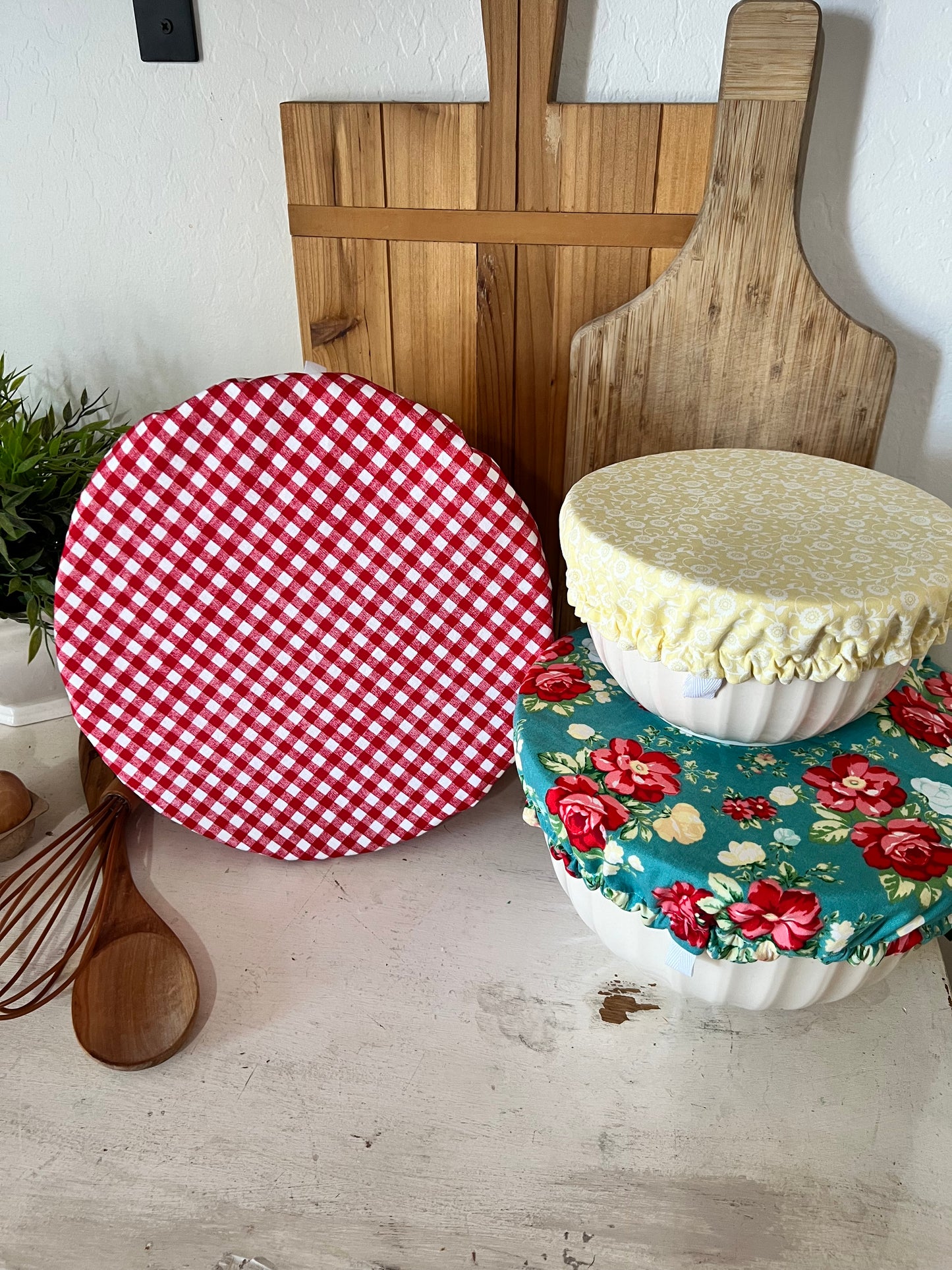 Vintage Floral Teal Bowl Cover Set