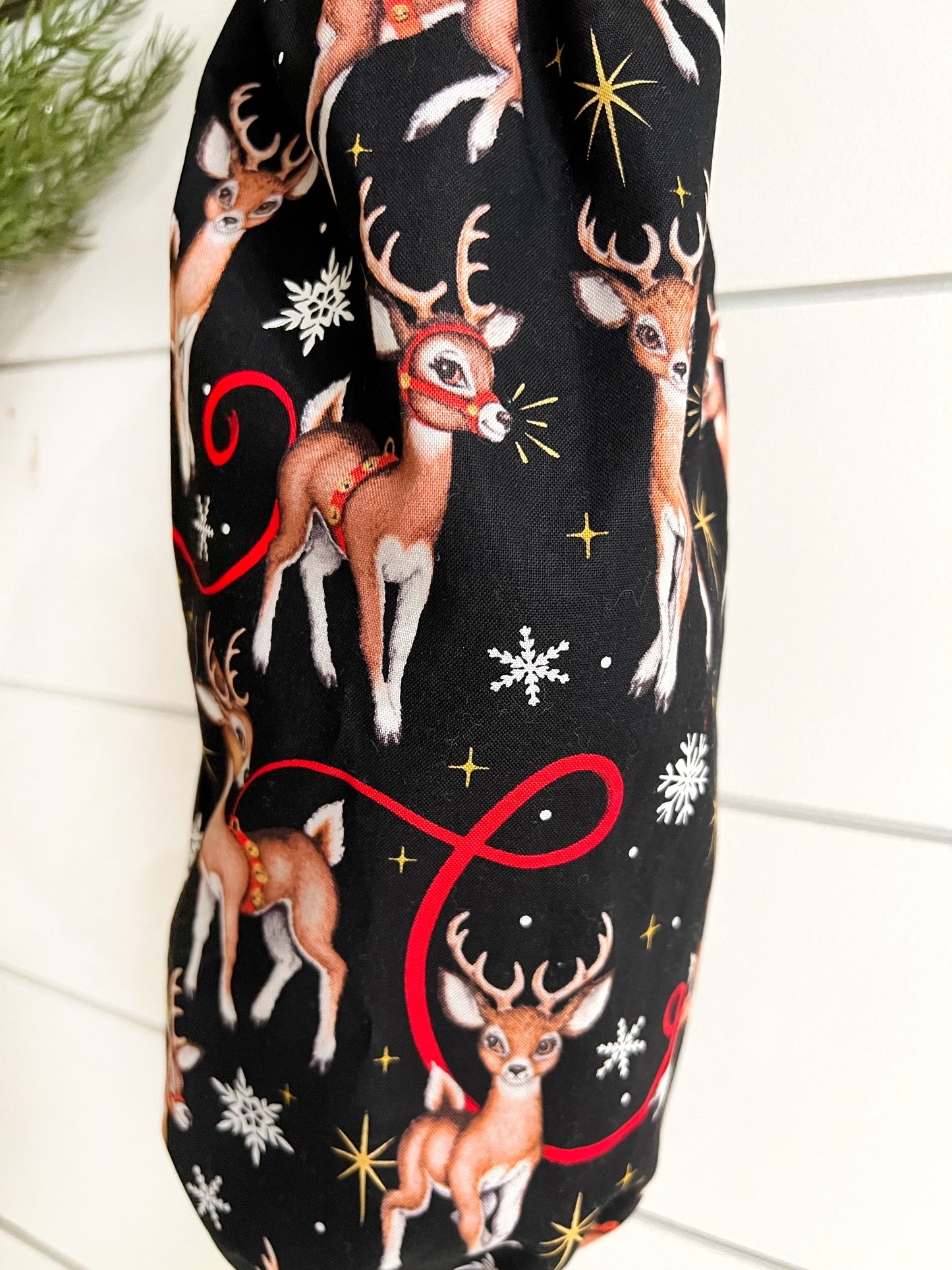 Reindeer on black Bag Holder