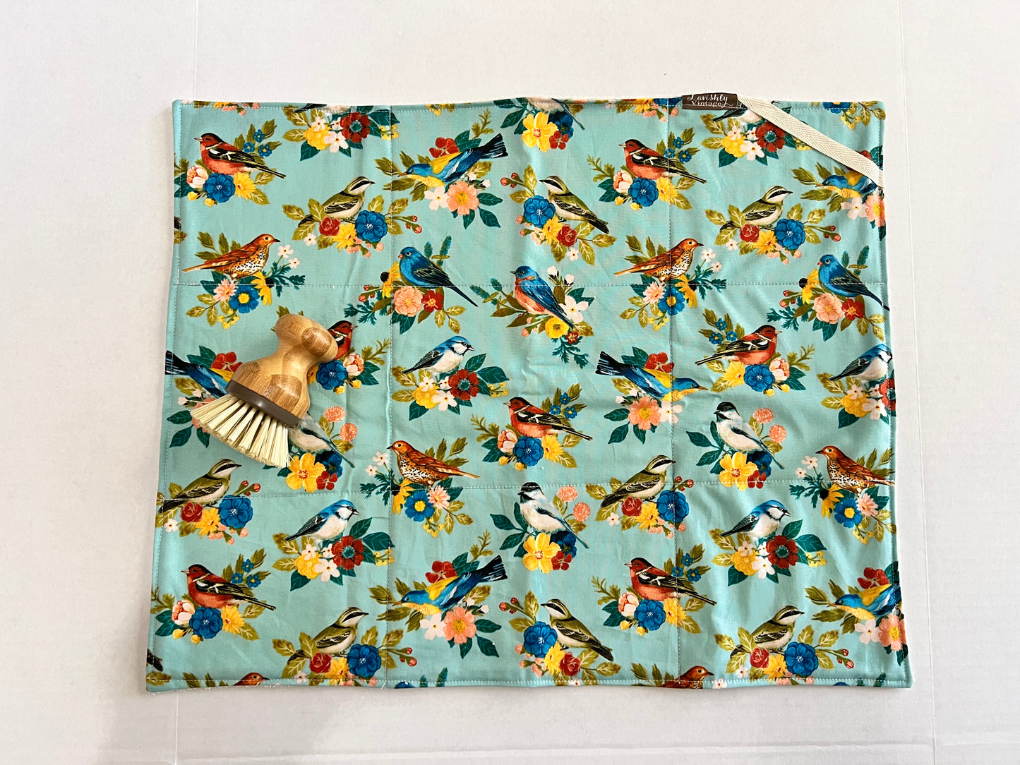 Birds on aqua Drying Mat