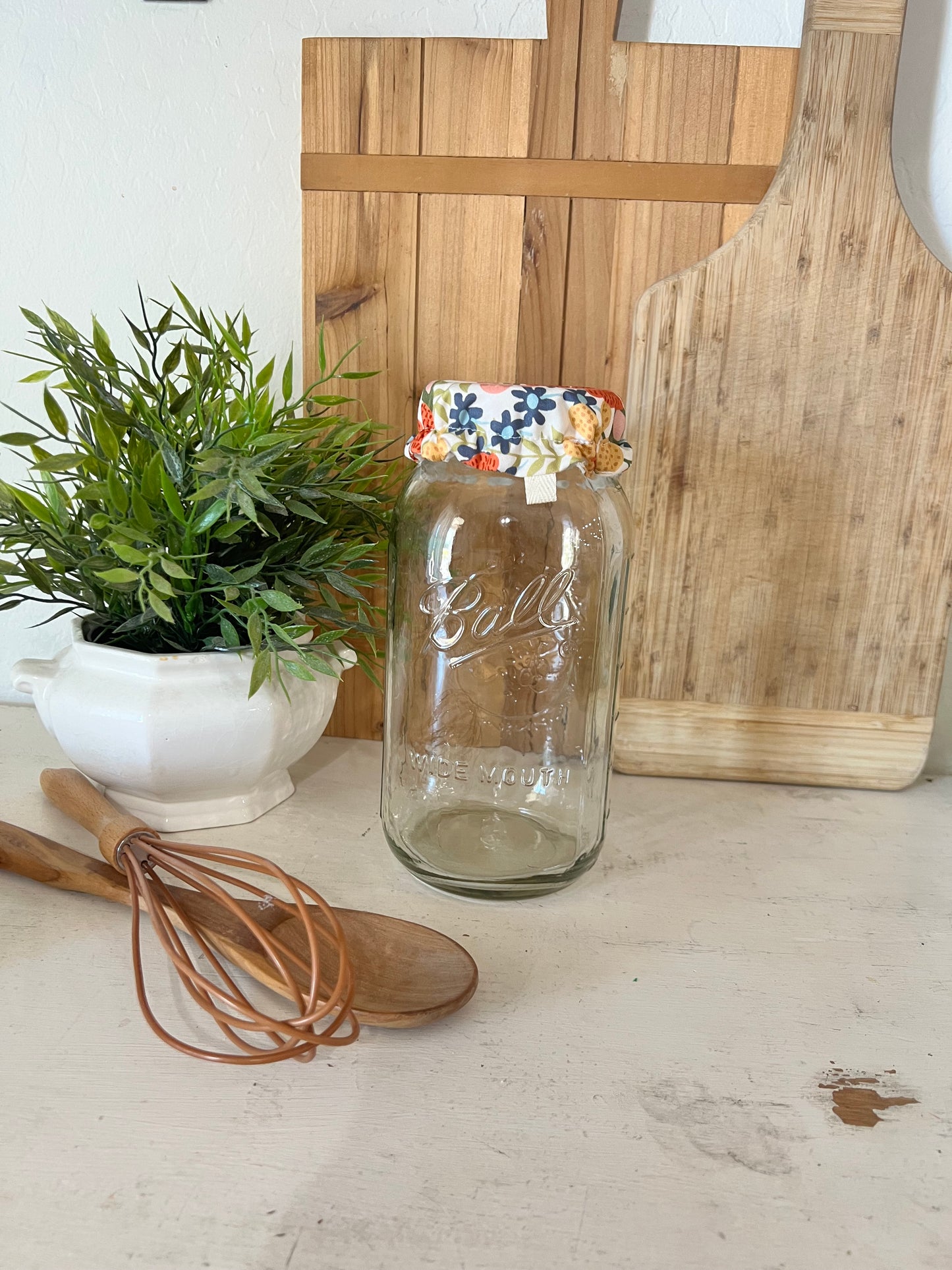 Floral Chickens Jar Cover