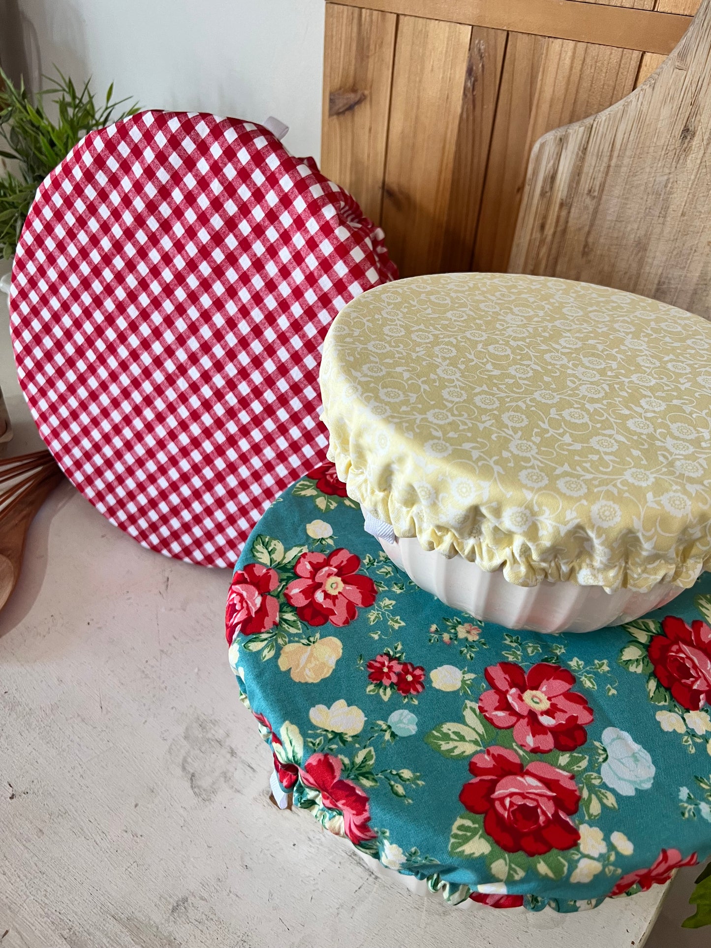 Vintage Floral Teal Bowl Cover Set