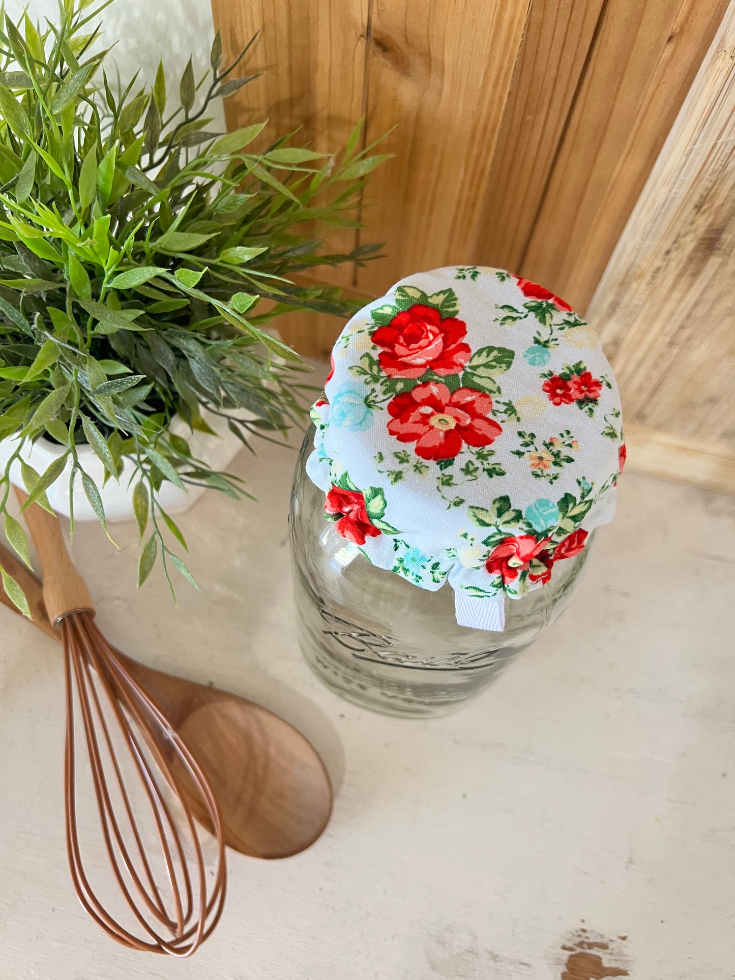 Vintage Floral Jar Cover