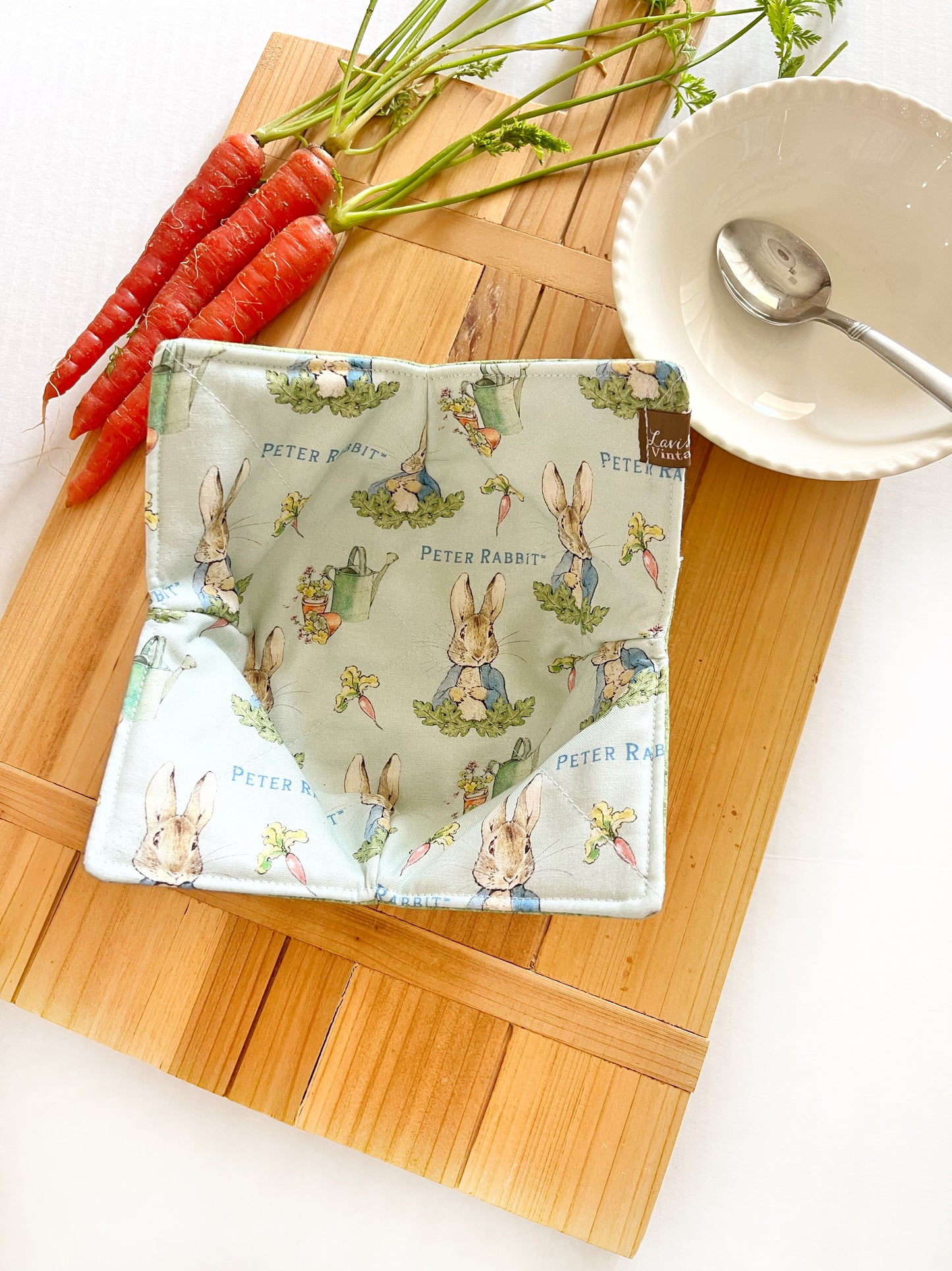 Peter Rabbit on blue Bowl Cozy