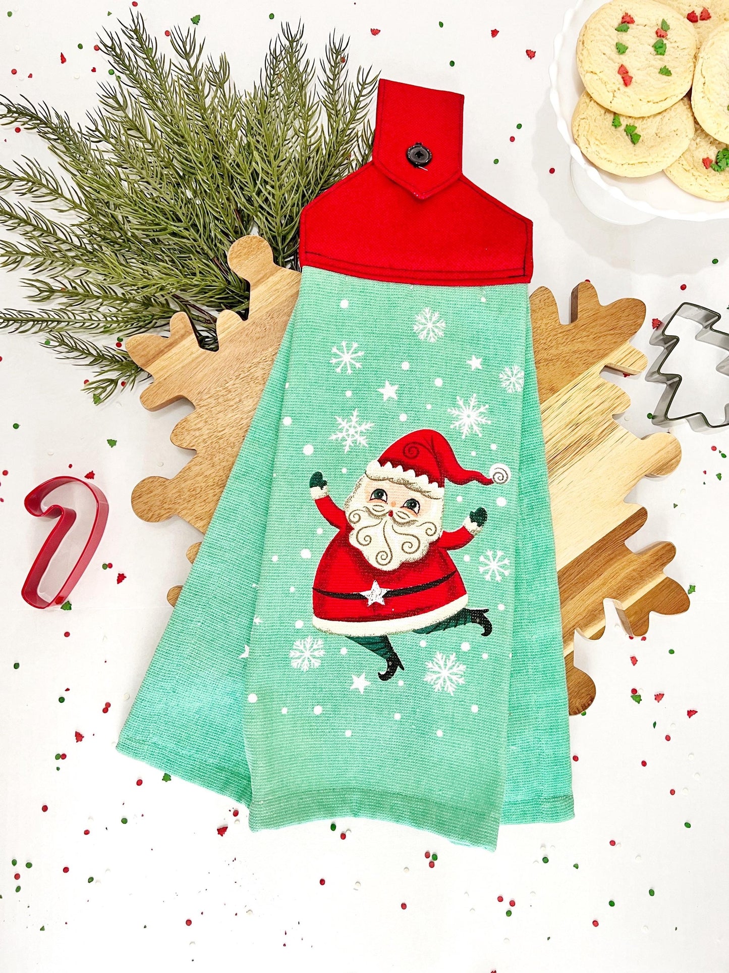 Vintage Santa Towel, Christmas Towel, Hanging Hand Towel, Kitchen Towel, Kitchen Decor, Gift for Mom,