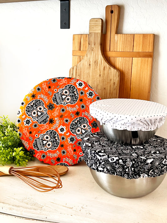 Sugar Skulls on Orange Bowl Covers